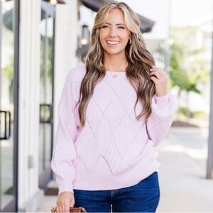 CHIC SOUL I NEW Open My Heart Sweater, Lavender Purple